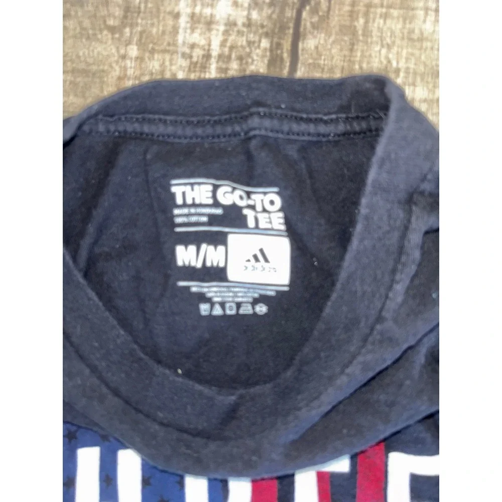 Adidas Three Stripe Life American Flag Graphic T-Shirt Mens Medium Black Tee